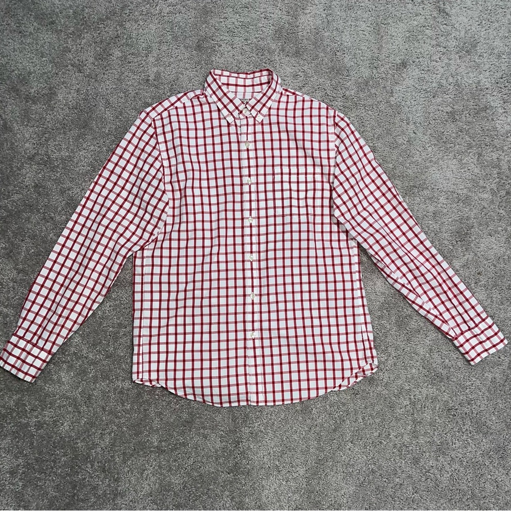 J Crew Shirt Mens M Red Checks Long Sleeve Button Front Classic Fit 90’s Y2K Vtg